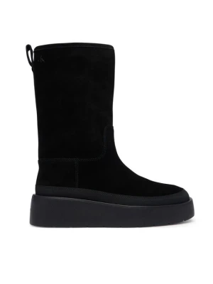 Śniegowce Calvin Klein Flatform Mid Boot Suede Wl HW0HW03181 Czarny