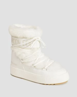 Śniegowce Damskie Moon Boot Ltrack Faux Fur Wp Białe