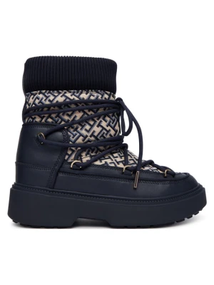 Śniegowce Tommy Hilfiger Monogram Water Resist Snow Boot FW0FW09491 Granatowy