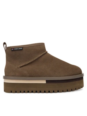 Śniegowce Tommy Jeans Tjw Flatform Snow Boot Suede EN0EN02841 Brązowy