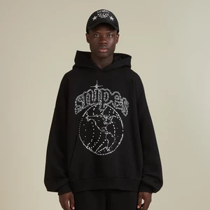 Snipes Globe Studs Oversized Hoodie black, marki SNIPESApparel, w kolorze Czarny, rozmiar