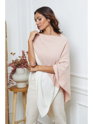 So Cachemire Ponczo "Kordeva" w kolorze biało-jasnoróżowym rozmiar: XL