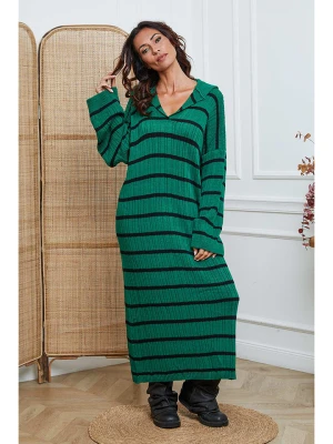 So Cachemire Sukienka dzianinowa "Dowell" w kolorze czarno-zielonym rozmiar: L