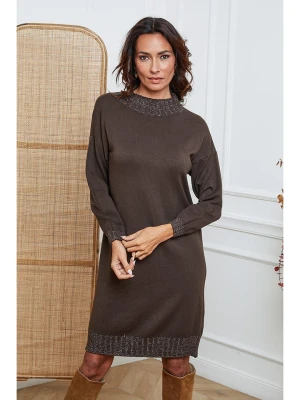 So Cachemire Sukienka dzianinowa "Linoa" w kolorze brązowym rozmiar: S