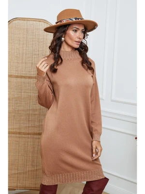 So Cachemire Sukienka dzianinowa "Linoa" w kolorze jasnobrązowym rozmiar: M
