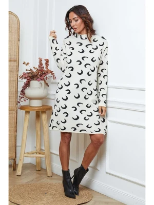 So Cachemire Sukienka dzianinowa "Muggio" w kolorze czarno-beżowym rozmiar: M