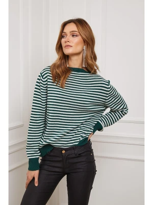 So Cachemire Sweter "Astrobal" w kolorze ciemnozielono-białym rozmiar: S