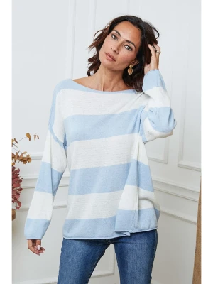 So Cachemire Sweter "Epi" w kolorze biało-błękitnym rozmiar: M