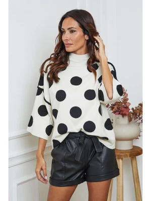 So Cachemire Sweter "Fuzia" w kolorze kremowo-czarnym rozmiar: XL