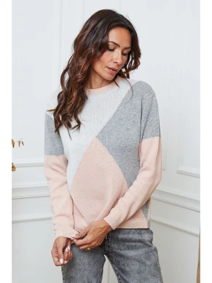 So Cachemire Sweter "Lanos" w kolorze jasnoróżowo-szaro-białym rozmiar: M