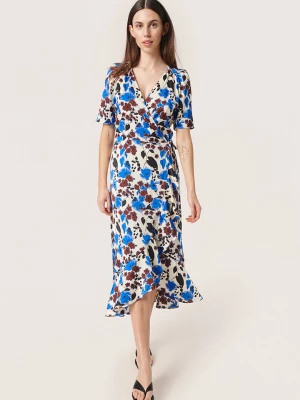 Soaked in Luxury Sukienka "Karven" w kolorze kremowo-niebiesko-bordowym rozmiar: L