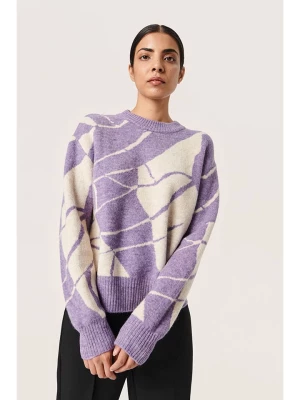 Soaked in Luxury Sweter "Rakel" w kolorze fioletowo-kremowym rozmiar: L