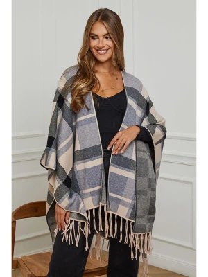 Soft Cashmere Ponczo w kolorze szaro-beżowym rozmiar: 38/40