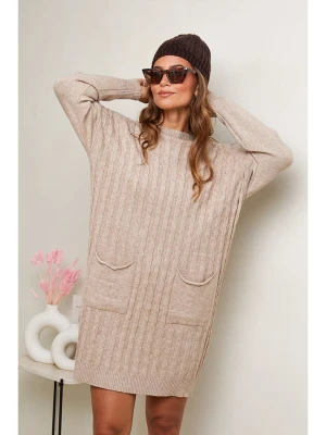 Soft Cashmere Sukienka dzianinowa w kolorze beżowym rozmiar: 38/40