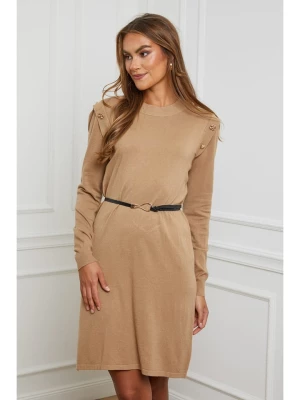 Soft Cashmere Sukienka dzianinowa w kolorze jasnobrązowym rozmiar: 34/36