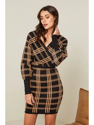 Soft Cashmere Sukienka w kolorze czarno-camelowym rozmiar: 38/40