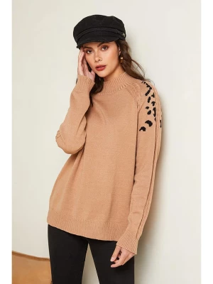 Soft Cashmere Sweter w kolorze karmelowo-czarnym rozmiar: 38/40