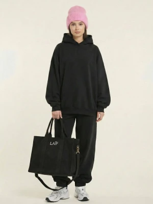 Soft Hoodie - czarna bluza z kapturem premium anty-piling LAÏF