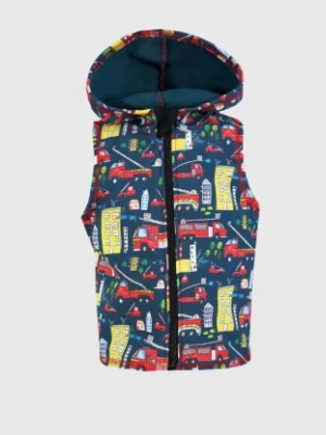 Softshell And Polar Fleece Hooded Vest Firetrucks Drawings iELM