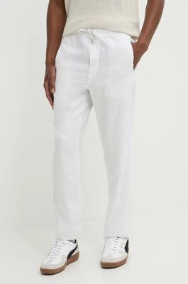 Solid spodnie lniane kolor biały proste