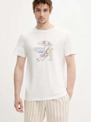 Solid t-shirt bawełniany PAVISH męski kolor biały z nadrukiem 21108603 114201