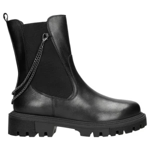 Czarne botki damskie typu sztyblety z lancuszkiem 55064-51 Wojas