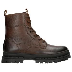 Brązowe męskie trzewiki bikery ze skóry licowej 24064-52 Wojas