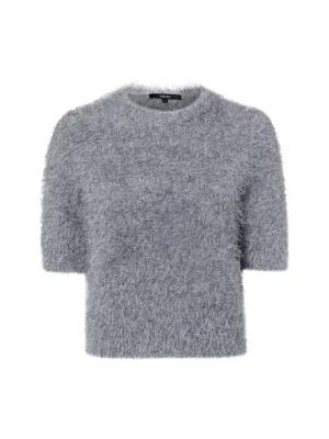 Someday Damski sweter z krótkim rękawem - Tooni Kobiety szary|srebrny wypukły wzór tkaniny,