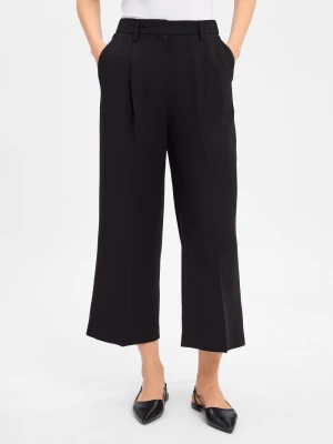 Someday Spodnie culottes z lnem - Celino Kobiety wiskoza czarny jednolity,