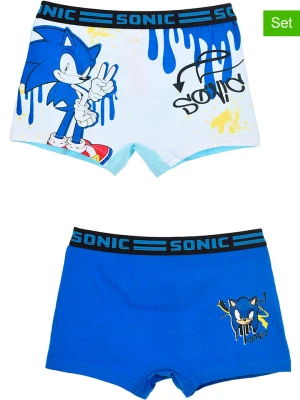 Sonic Bokserki (2 pary) "Sonic" w kolorze niebiesko-turkusowo-białym rozmiar: 104/110