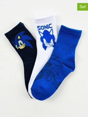 Sonic Skarpety (3 pary) "Sonic Modern" w kolorze białym, niebieskim i granatowym rozmiar: 23-26