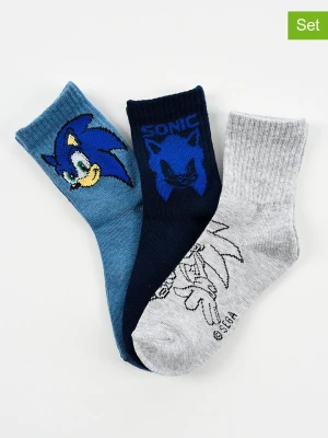 Sonic Skarpety (3 pary) "Sonic Modern" w kolorze jasnoszarym, granatowym i niebieskim rozmiar: 23-26