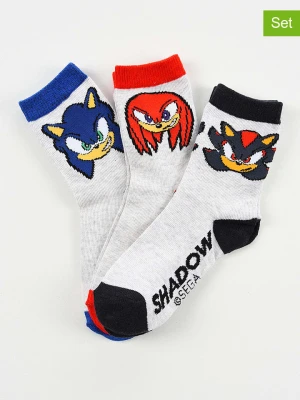 Sonic Skarpety (3 pary) "Sonic" w kolorze białym ze wzorem rozmiar: 23-26
