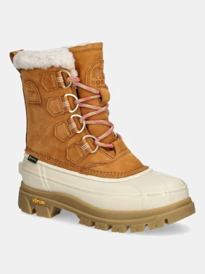 Sorel botki CARIBOU HORIZON GTX damskie kolor brązowy na płaskim obcasie 2138461708