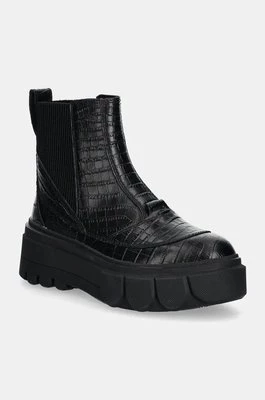 Sorel botki skórzane CARIBOU X BOOT CHELSEA W damskie kolor czarny na platformie 2048441012