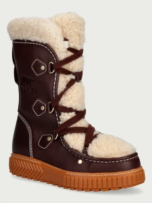 Sorel ONA AVE ALPINE TALL WP śniegowce damskie skórzane bordowy
