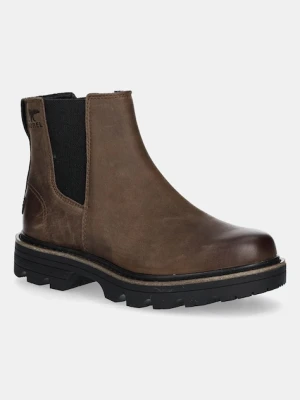 Sorel sztyblety REVEL RD CHELSEA WP damskie kolor brązowy na płaskim obcasie 2144881256