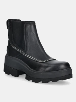Sorel sztyblety skórzane JOAN FRWD CHELSEA kolor czarny na platformie 2138421010