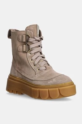 Sorel workery zamszowe CARIBOU X BOOT LACE WP damskie kolor beżowy na platformie 2048431265