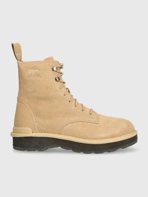 Sorel workery zamszowe HI LINE LACE damskie kolor beżowy na płaskim obcasie ocieplone 2009111262