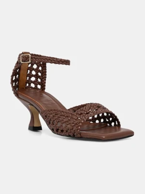 Souliers Martinez sandały na niskim obcasie skórzane VERONICA