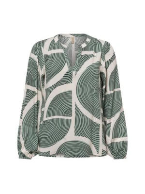 soyaconcept® Bluzka damska - SC-Olivera 1 Kobiety wiskoza beżowy|zielony wzorzysty,