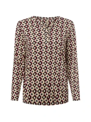 soyaconcept® Damska koszulka z długim rękawem - SC-Felicity Kobiety Bawełna czerwony wzorzysty,