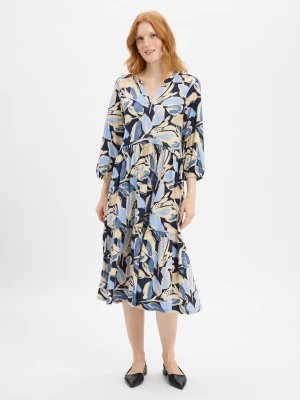 soyaconcept® Damska sukienka maxi - SCFelicity Kobiety Bawełna beżowy|niebieski wzorzysty,