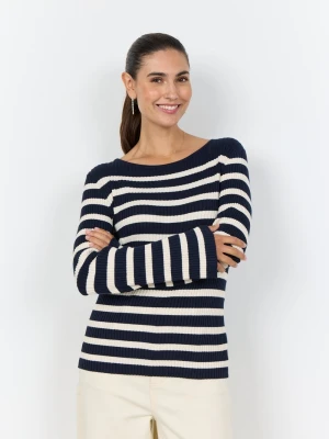 soyaconcept® Damski sweter z dzianiny - Dollie Kobiety Sztuczne włókno biały|niebieski w paski,