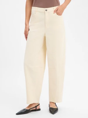 soyaconcept® Jeansy Barrel - Bess 4-c Kobiety Bawełna beżowy jednolity,