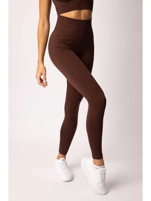 Spaio Legginsy sportowe "Adapt" w kolorze brązowym rozmiar: L