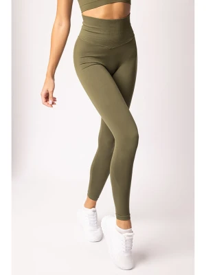 Spaio Legginsy sportowe "Adapt" w kolorze khaki rozmiar: L