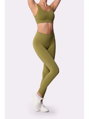 Spaio Legginsy sportowe "Flex Innergy" w kolorze khaki rozmiar: L