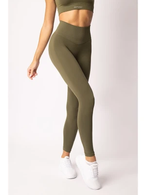 Spaio Legginsy sportowe "Flex Innergy" w kolorze khaki rozmiar: M